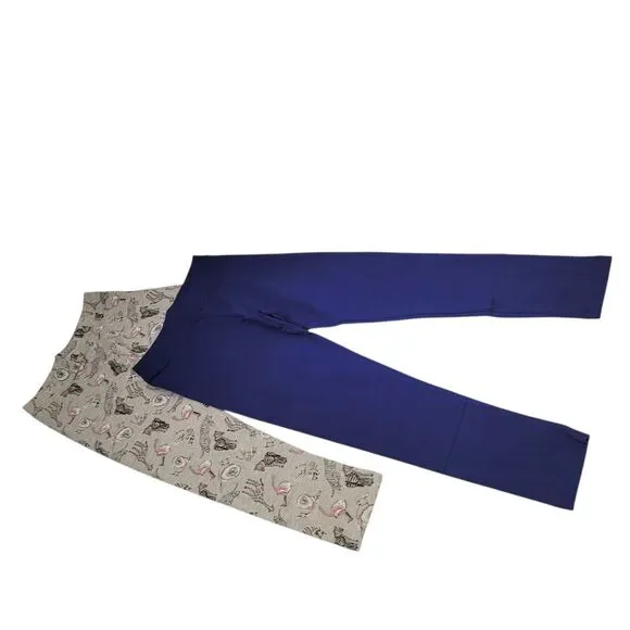 Spotted Zebra Girls Active Stretch Blue & Gray Printed Legging Small (2-Pack) - Picture 1 of 11